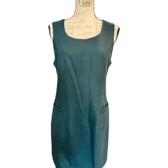 🎉PRICE REDUCED🎉 VTG Worthington 8P Green 100% Wool Lined Jumper Dress Pockets - Picture 10 of 13